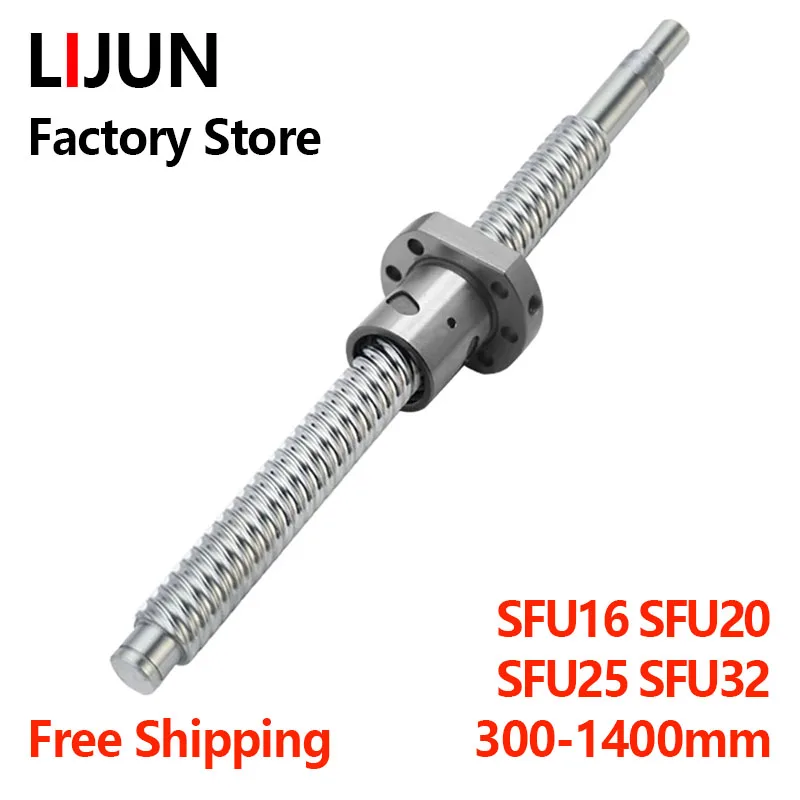 LIJUN Ball Screw kit SFU1605 SFU1610 SFU2005 SFU2010 SFU2505 SFU2510 SFU3205 SFU3210 With Single Nut End Machined CNC