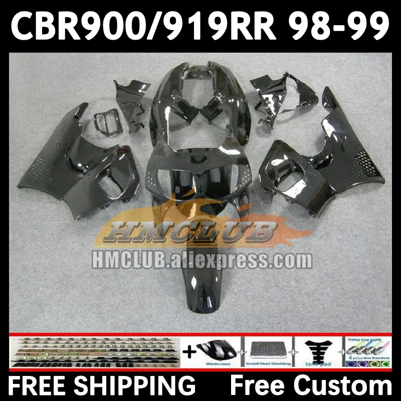 Fairings For HONDA CBR 919RR 900RR 919 CBR900 CBR919 RR 98-99 73No.17 900CC CBR900RR 98 99 gloss black CBR919RR 1998 1999 Body