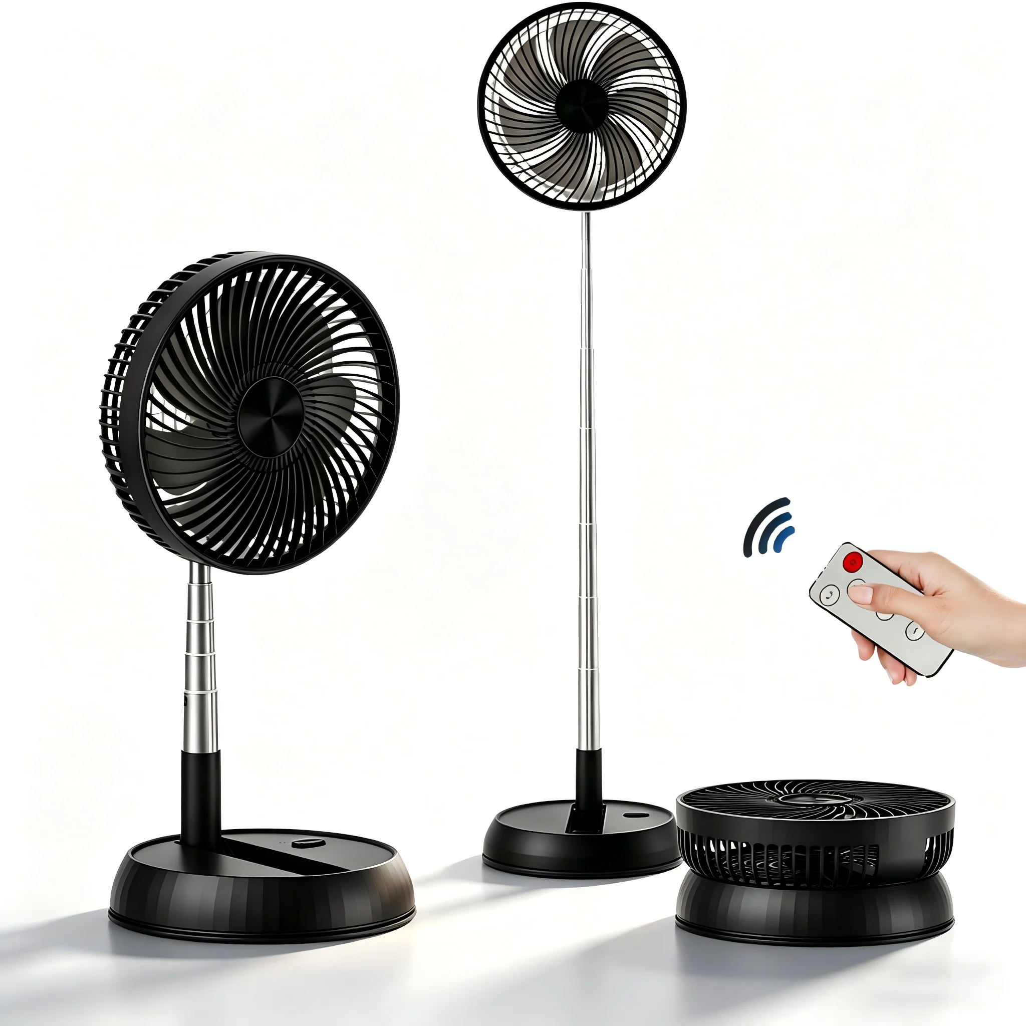 Remote Control Folding Vertical Electric Fan 7200mAh Silent Timed Left and Right Rotation USB Outdoor Desktop Electric Fan
