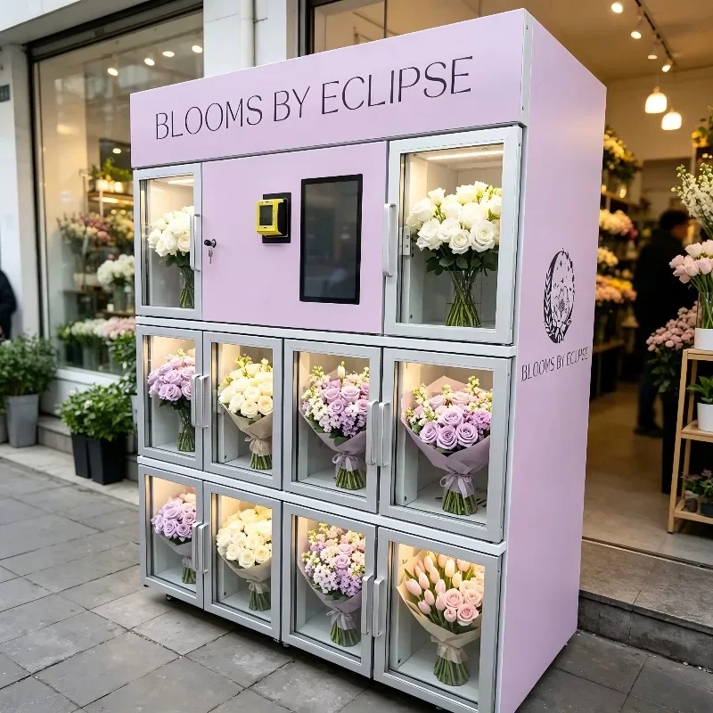 Smart Flower Vending Machine Cashless QR Code Payment AI Control Compressor Cooling Custom Graphics OEM/ODM Support
