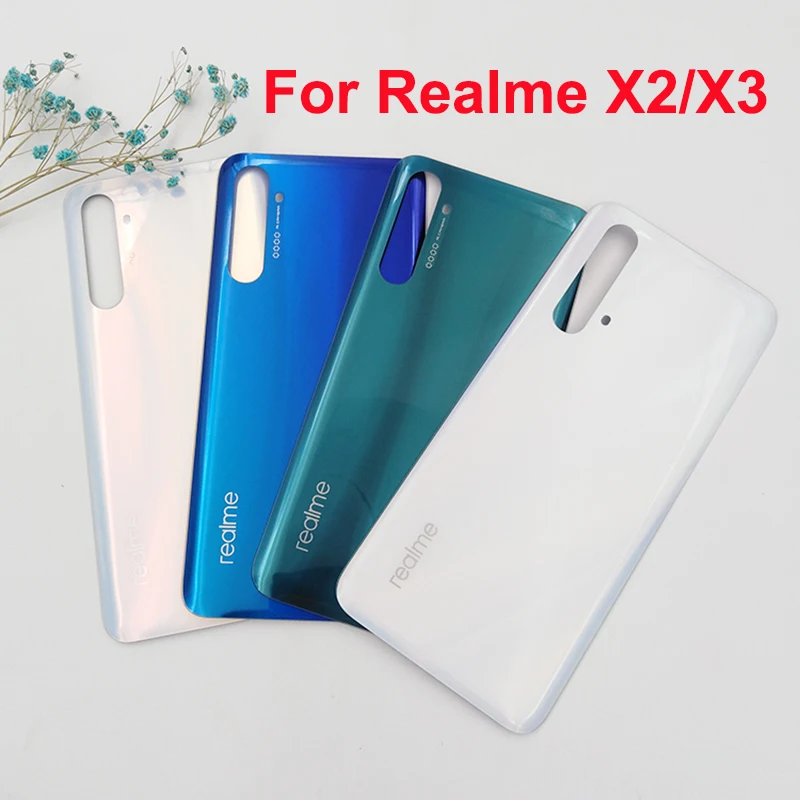 Back Battery Cover For Realme X2 RMX1991 Rear Panel Door Housing Case Replacement Parts For Realme X3 RMX2142 & Adhesive Sticker