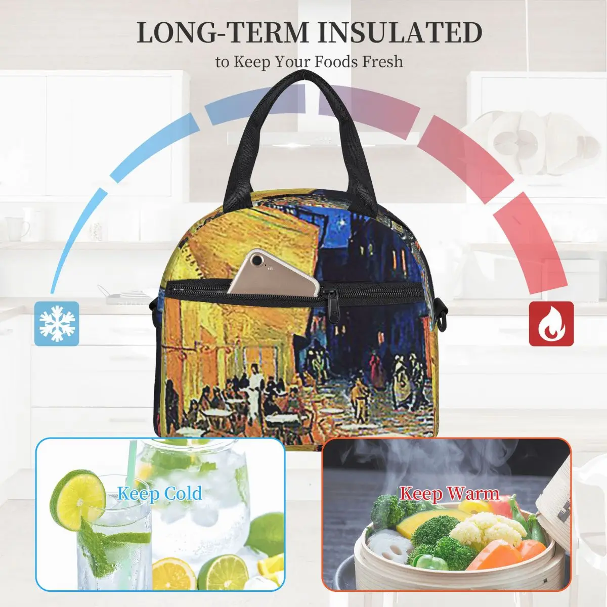 Vincent Van Gogh - The Cafe Terrace On The Place De Forum Insulated Lunch Bag for Kids School Cooler Thermal Box Lunch Boxes - view 4