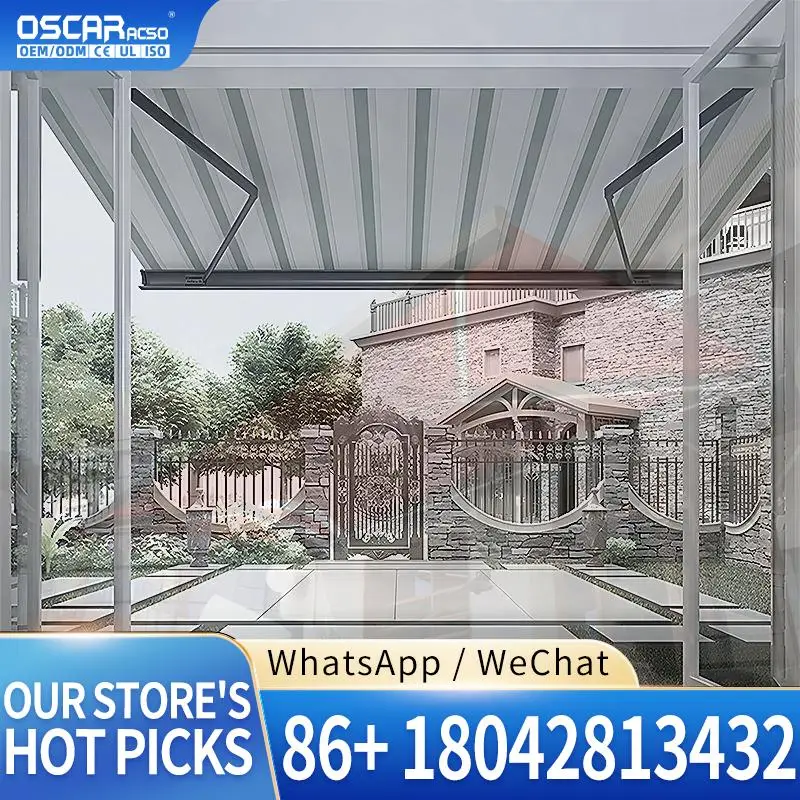 Full Cassette Retractable Motorized Electric Sunshade Accept Customization European Asian Patio Deck Balcony Sun Protection Solu