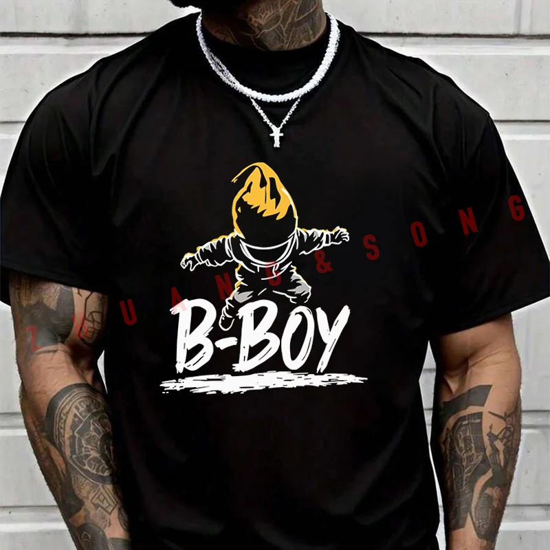 

B-boy Break Dance Hip Hop Men's Fashion T-shirt Casual Trendy Tshirts For Summer Comfortable Short Sleeve Tops