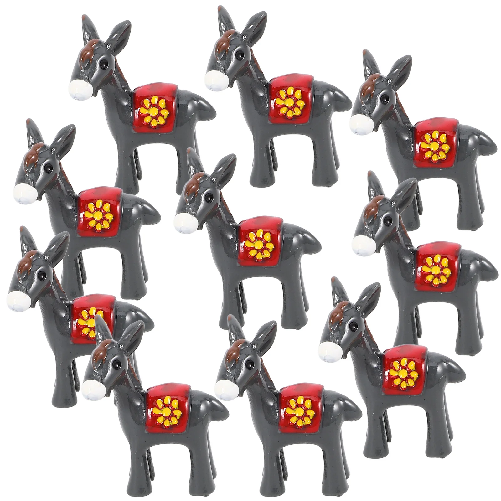 10 Pcs Micro Landscape Little Donkey Statue Ornament Resin Figurine Miniature Adornment