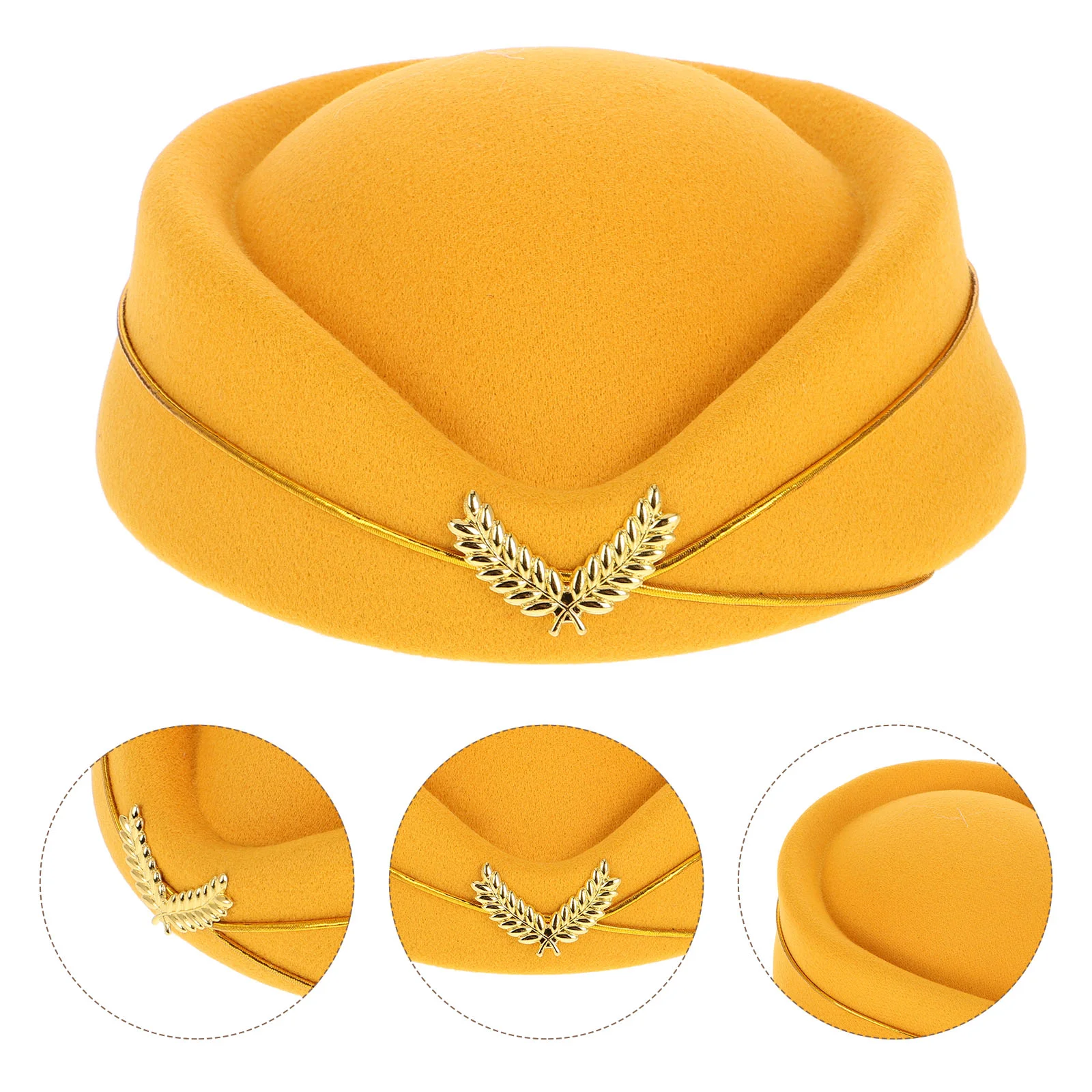 Felt Flight Attendant Hat Cosplay Air Hostess Cap Adjustable Stewardess Hat for Stage Party Elegant Comfortable Fits