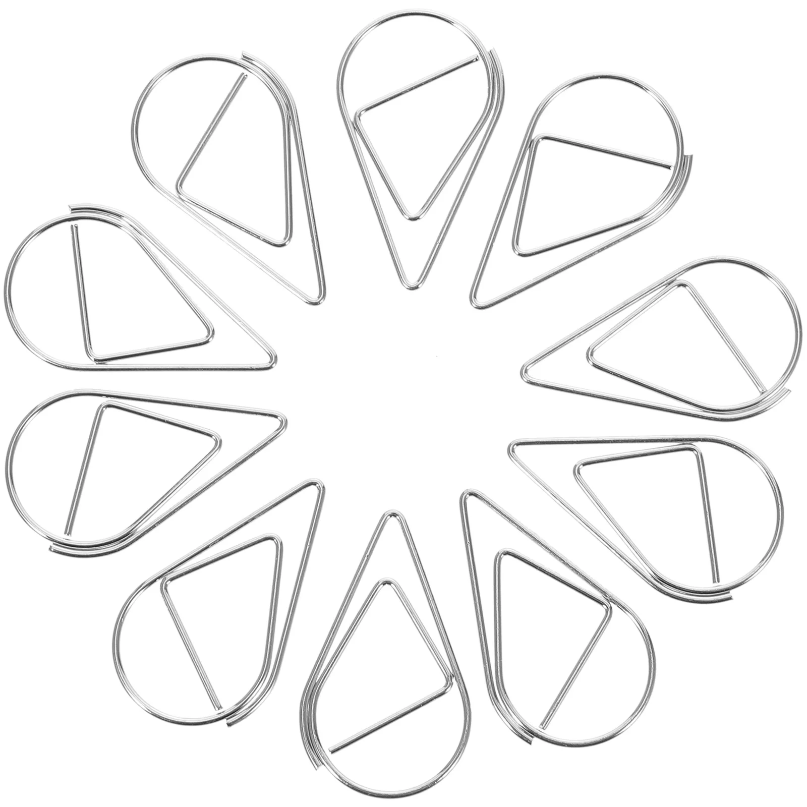 10pcs Water Drop Bookmarks Metal Paper Clips Dripping Shaped Pin Office Desk Accessory Decorative Note Clip For Documents Photos