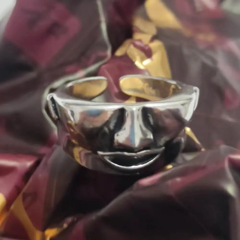Rust-resistant Ring Fashion Ring for Men Half Face Design Jewelry Trendy Electroplated Texture Ring Personality Gift for Banquet