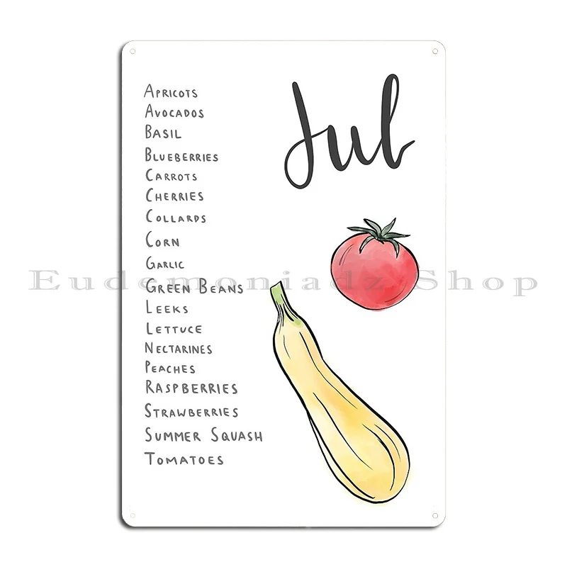 July Harvest Calendar Metal Sign Iron Wall Cave Club Plaques Party Tin Sign Poster