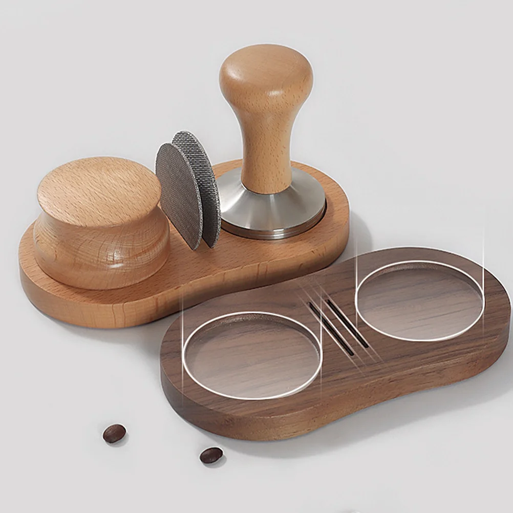 

Coffee Station Wooden Base Two-Slot Design For Home Coffee Shop Use Desktop Tamper Holder Stable Tamper Base