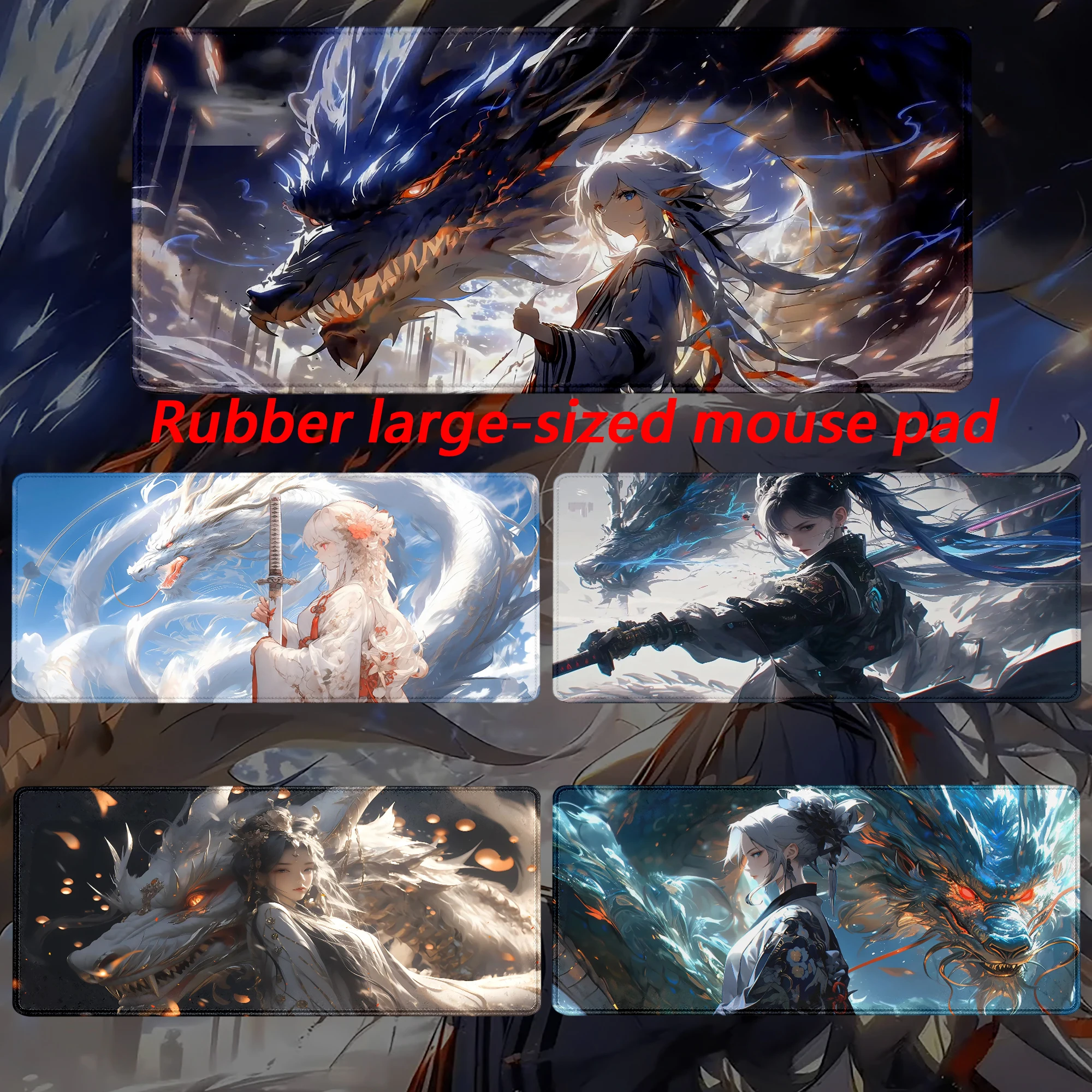 Anime women HD Mythical beast Computer Gaming Loong Mouse Pad Xxl  Dragon Desk Large Mat Bottom Non-Slip Rubber Stitched Edges