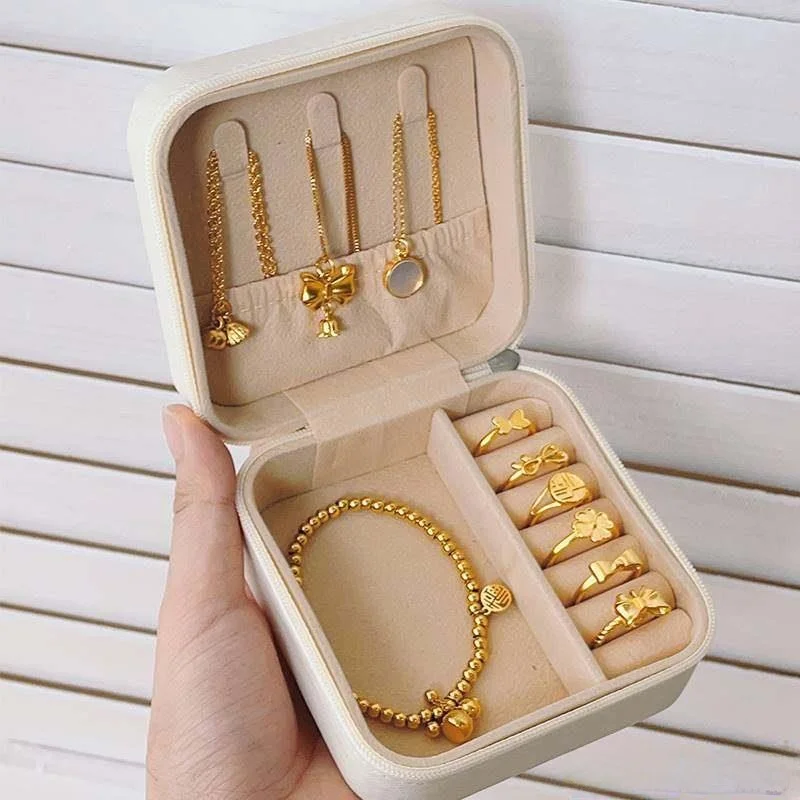 

Portable Jewelry Box Earring Ring Necklace Storage Case Handheld Precise Compact New Model Jewelry Organizer Box