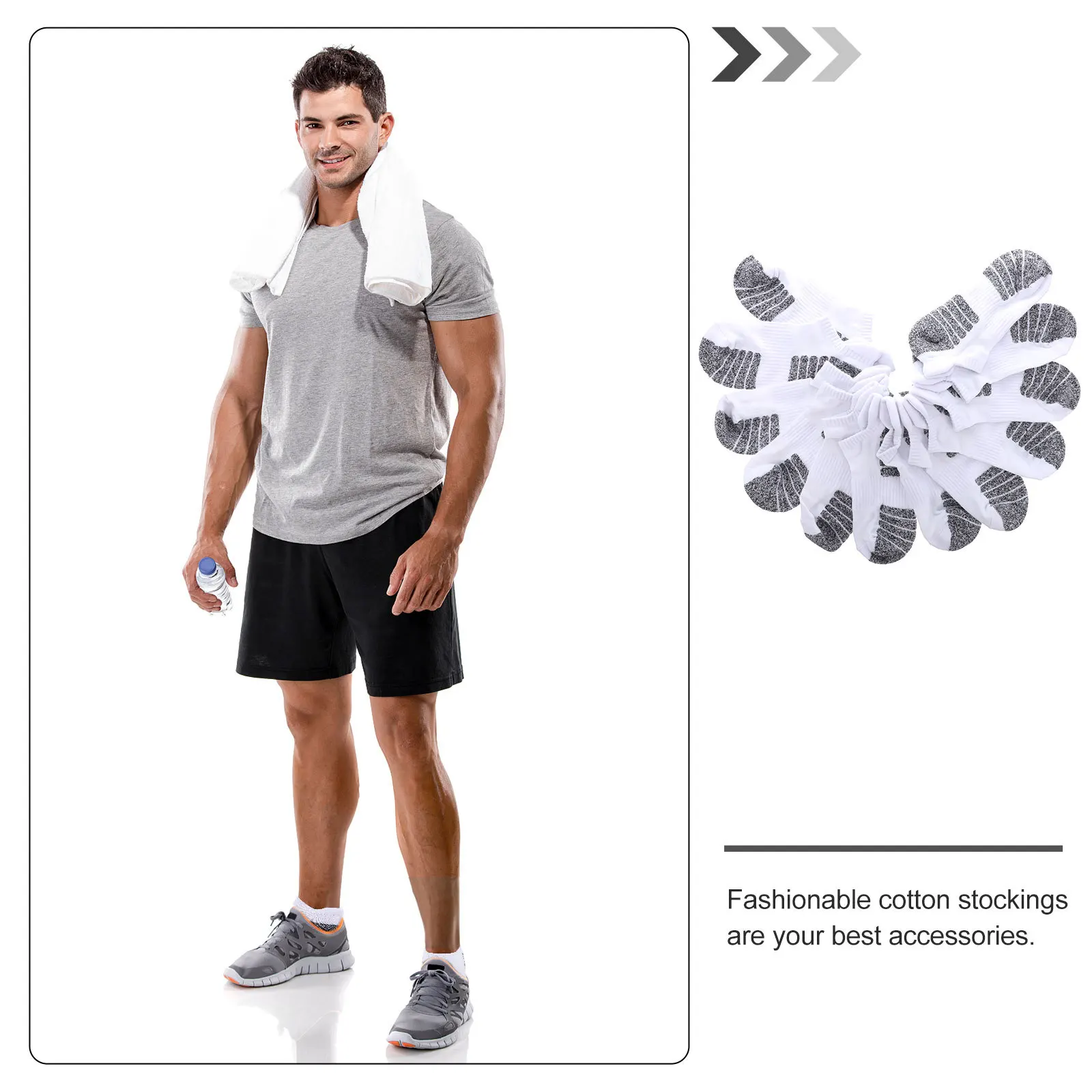 

6Pairs Running Socks Breathable Cotton Ankle Sports Socks Comfortable Soft Thick for Fitness Training Competition