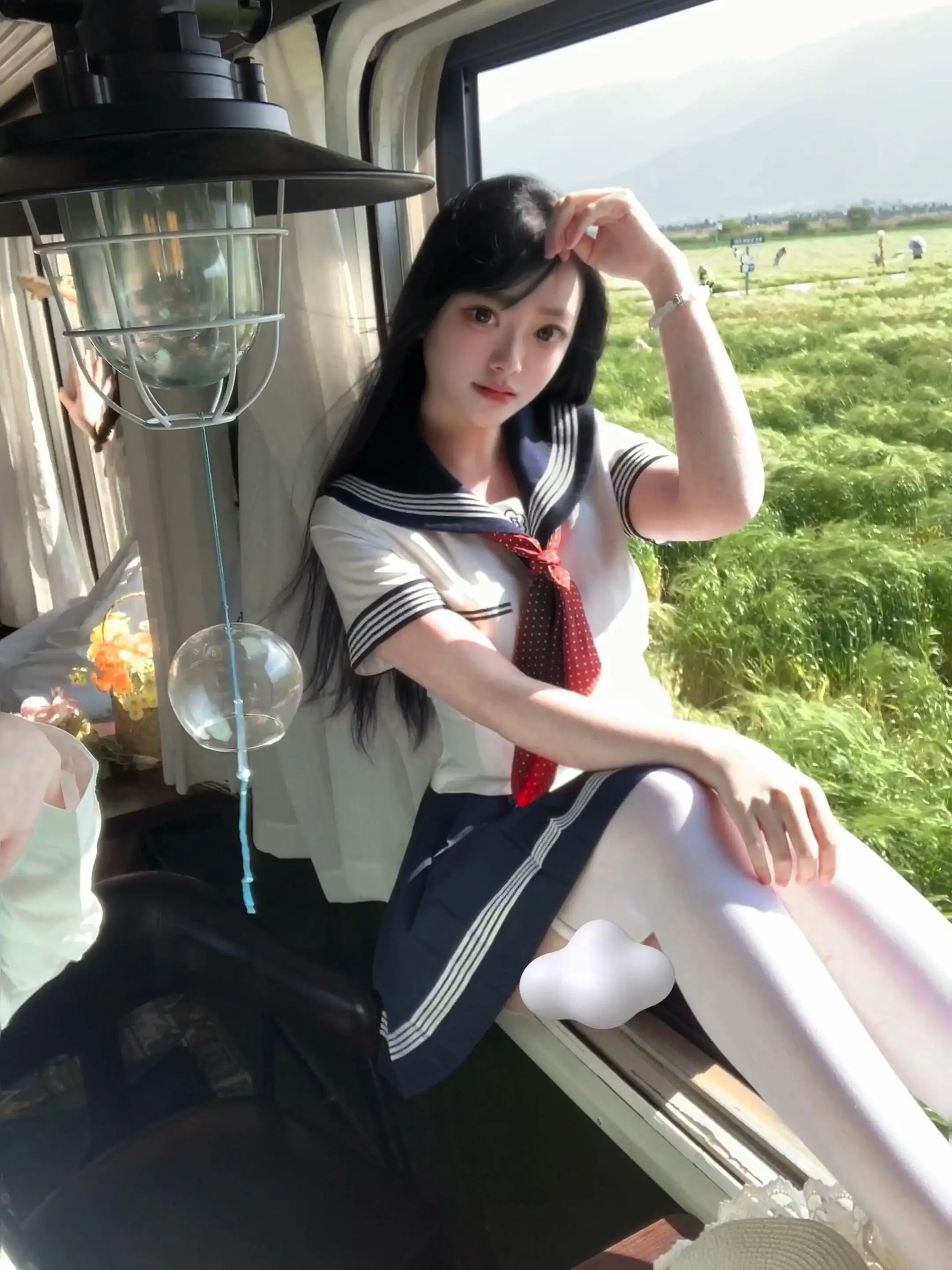 

Summer orm Plaid ort Sve Women's School Sle Skirt And Top Set Japanese Anime Sailor Suit College Feel