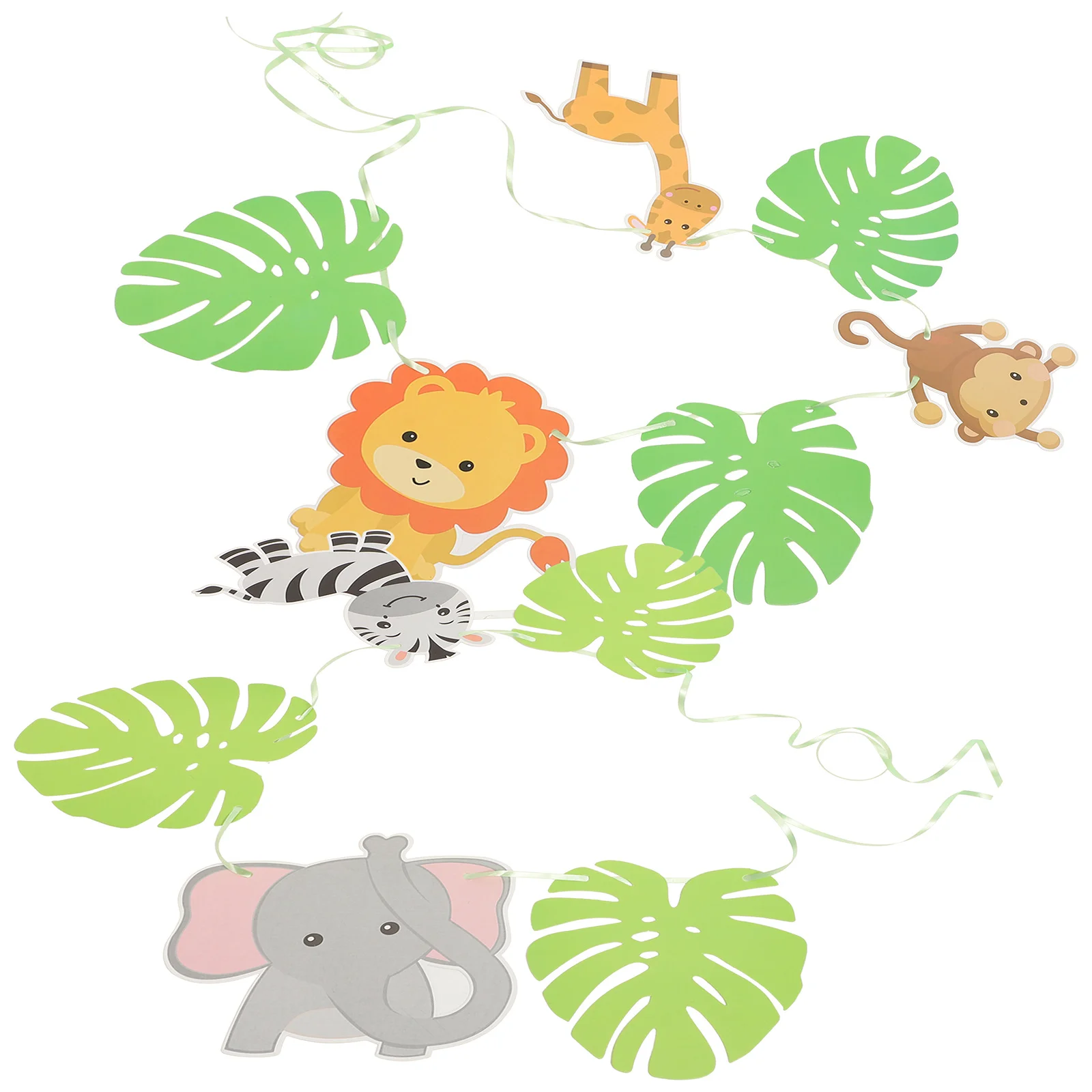 

1Set Birthday Banner Animal Leaf Design Party Supplies Decorations Bright Color Photo Props Unique Background Hanging Banner
