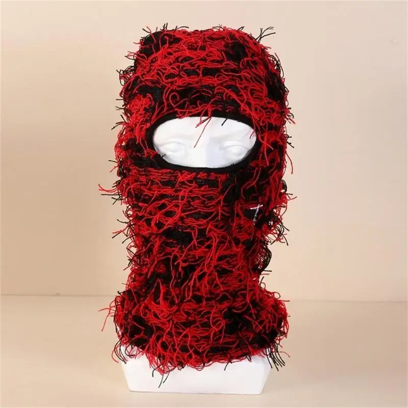 652F Wacky Neck Warmer Slouchy for Women Messy Fringe Hat Versatile Balaclava Beanie Hat Skull Cap Turbans