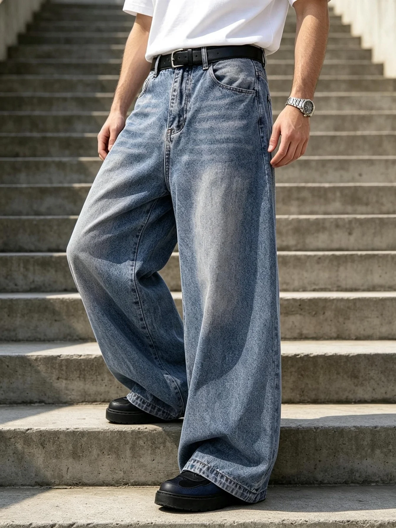 Men’s Vintage‑Look Y2K Denim Jeans, Trendy American Streetwear‑Style Trousers, Wonderful Practical Gift For Husband Or Lover