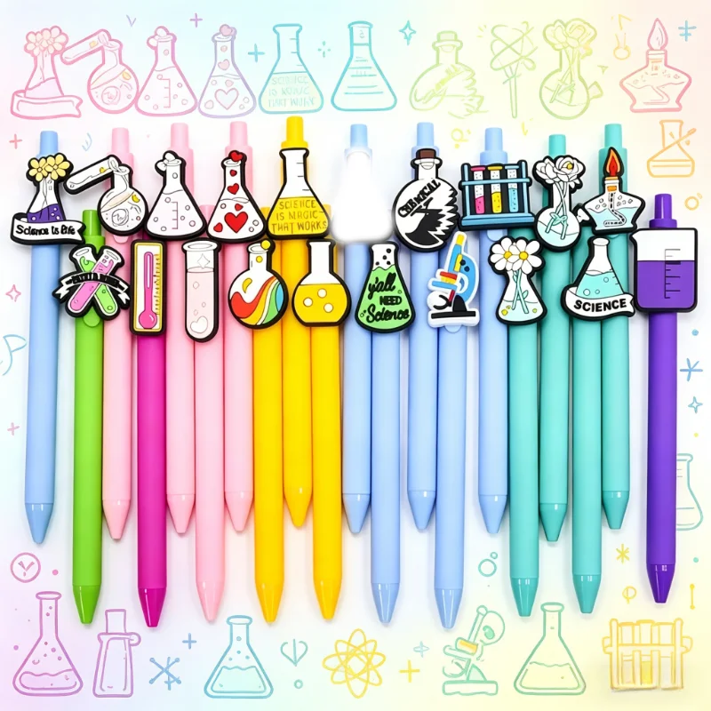 

9/19pcs Lab Themed Ballpoint Pens, Creative Science Pens, Black Ink, Creative Test Tube and Beaker Design