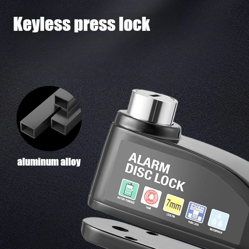 JUSTINLAU Motorcycle Alarm Disc Lock 130dB Anti-Theft Security Brake Disc Lock Waterproof Universal for Scooter Bike Motorbike