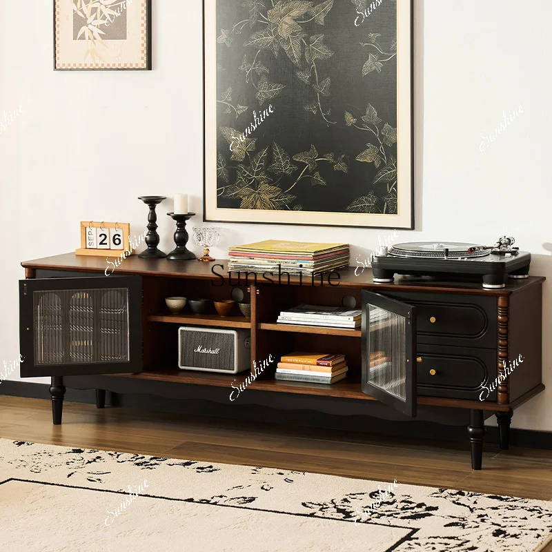 

French retro living room TV cabinet small apartment simple locker FT