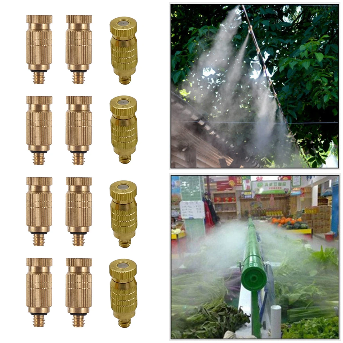 

50Pcs High-Pressure Mist Nozzle 3/16" Male Thread 0.1-0.7mm Atomizer Spray Head 25-80bar Greenhouse Humidification Patio Misting
