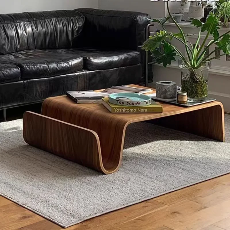 

Modern designer large curved wooden coffee table retro Nordic living room simple creative wooden furniture