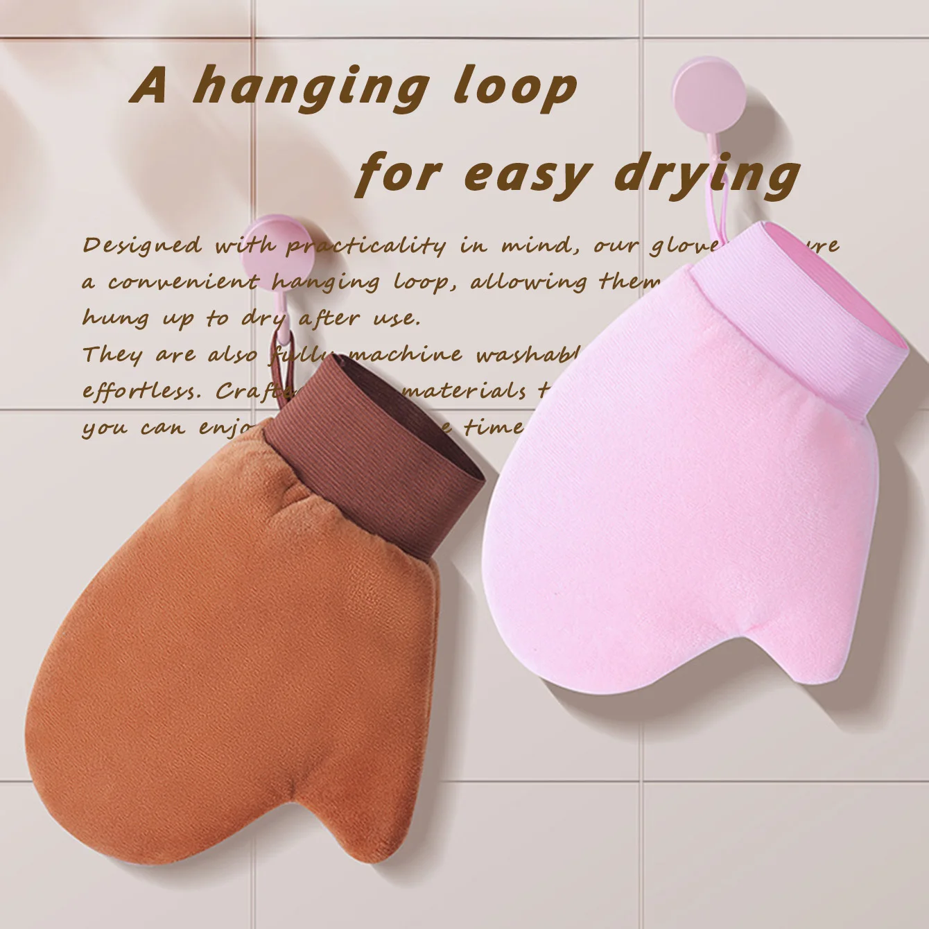 مجموعة قفازات دباغة قابلة لإعادة الاستخدام بدون شمس، قطعتان من اللون الوردي والبني، مجموعة أدوات توزيع قفازات دباغة ذاتية خالية من الخطوط لروتين العناية بالبشرة