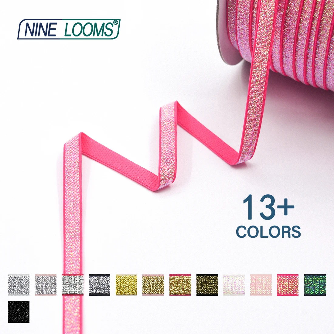 NINE LOOMS Metallic Glitter Bra Strap Elastic 3/8\