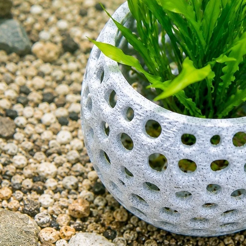 3D Printed Aquarium Planter Pot Porous Structure Breeding Cave Fish Hiding Cave Hollow Plastic Aquarium Breeding Basket