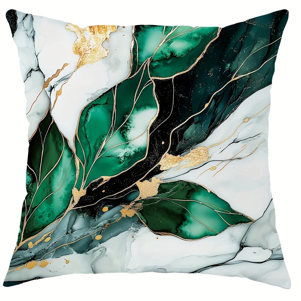Home Decor Marble Leaf Pattern Throw Pillow Covers Pattern Cushion Cover Suitable for Sofa Bedroom Car Pillow Cover