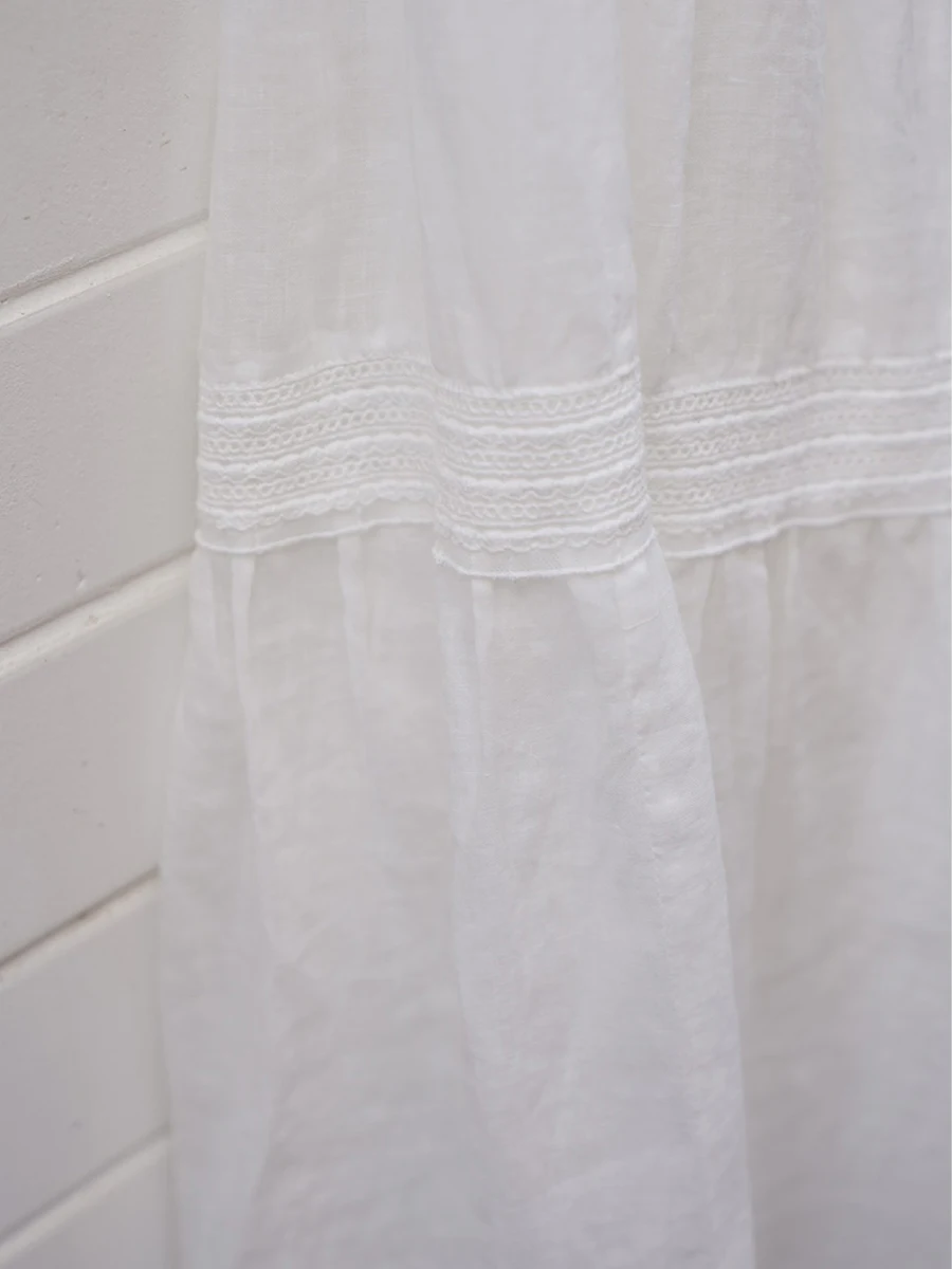 ลูกไม้สีขาว Trim กระโปรงยาวผู้หญิงฤดูร้อน Elastic เอว A-Line Faldas ด้านล่างเกาหลีแฟชั่น Casual Midi กระโปรงใหม่ Jupe