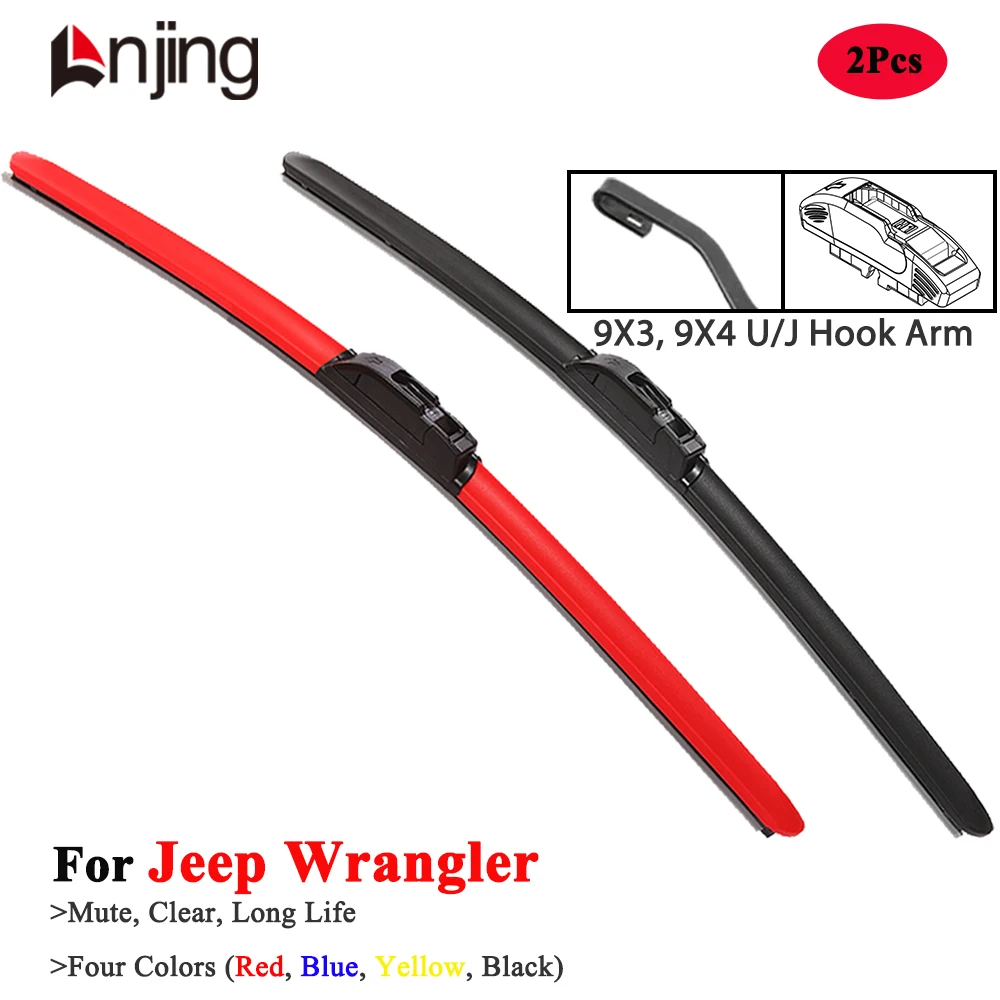 

LNJING Colorful Wiper Blades For Jeep Wrangler JK JL TJ 1997 2000 2006 2007 2010 2015 2018 2020 2022 2023 2024 Car Accessories