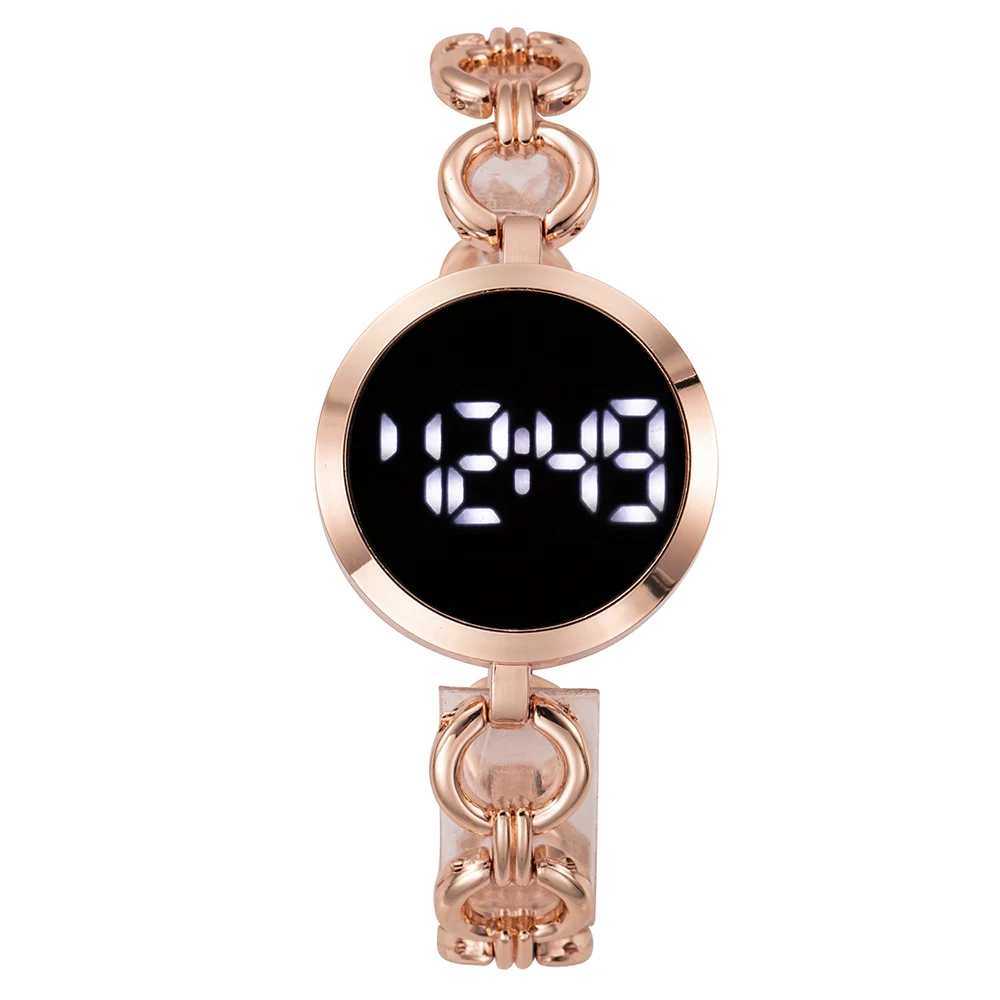 LED Digital Watch for Luxury Women Rose Gold Stainless Steel Ladies Dress Wristwatch Women Electronic Bracelet Watch Reloj Mujer