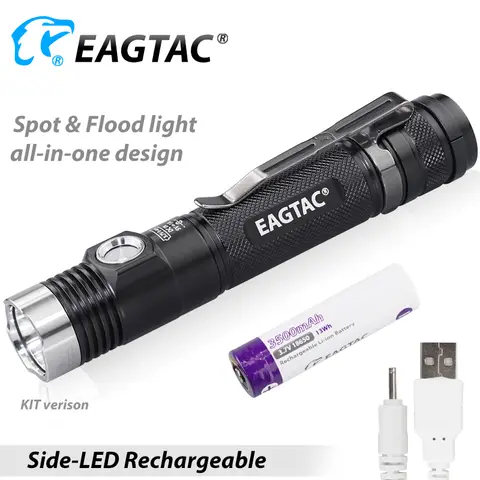 EAGTAC DX30LC2 SR CREE XP-L Hi Nichia 219B 219C CRI92  LED Rechargeable Flashlight 18650 CR123A Hunting light Built in Charger