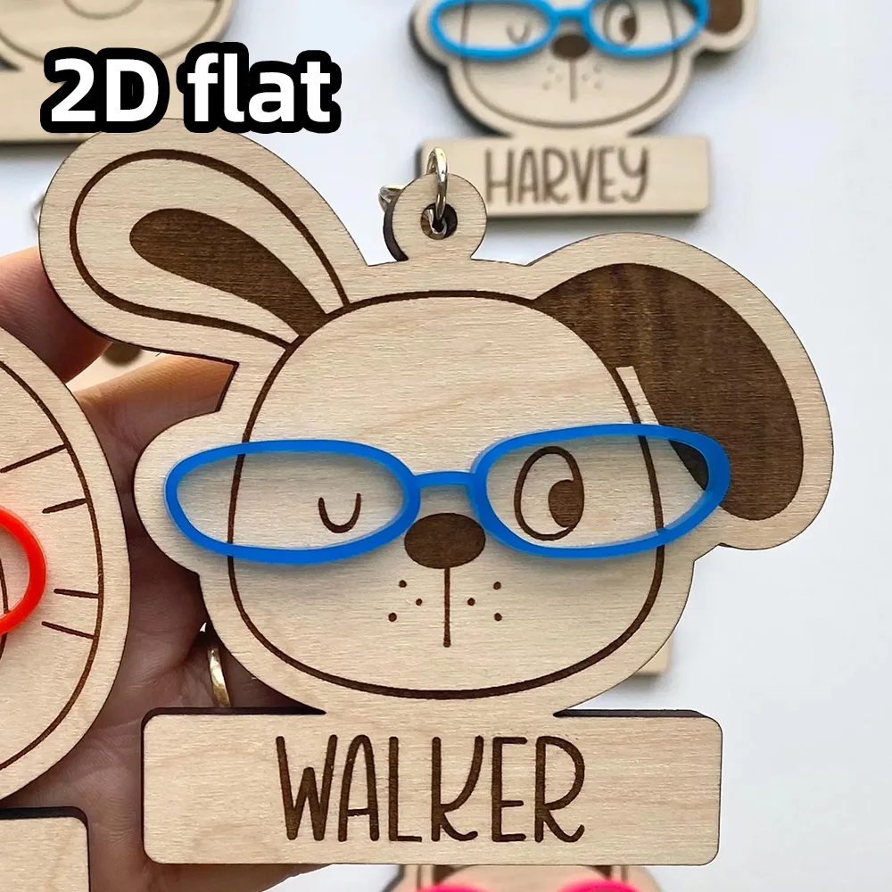 علامة حقيبة الحيوانات الخشبية عنصر واحد، سلسلة مفاتيح اسم شخصي، علامة حقيبة الحفاضات، علامة صندوق الغداء، هدية حقيبة الظهر المدرسية