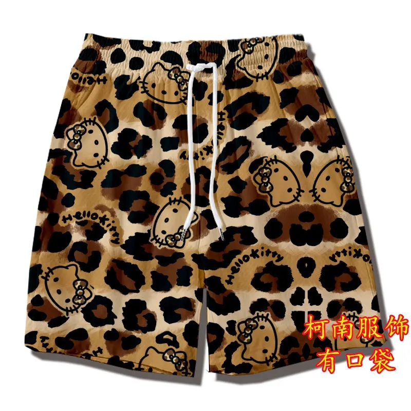 Zomer Nieuwe Print Kt Kat Shorts Broek Meisjes Jongens Thuis Vijf Punten Pyjamabroek Losse Kleding Kawaii Sanrio Anime Hello Kitty Gift