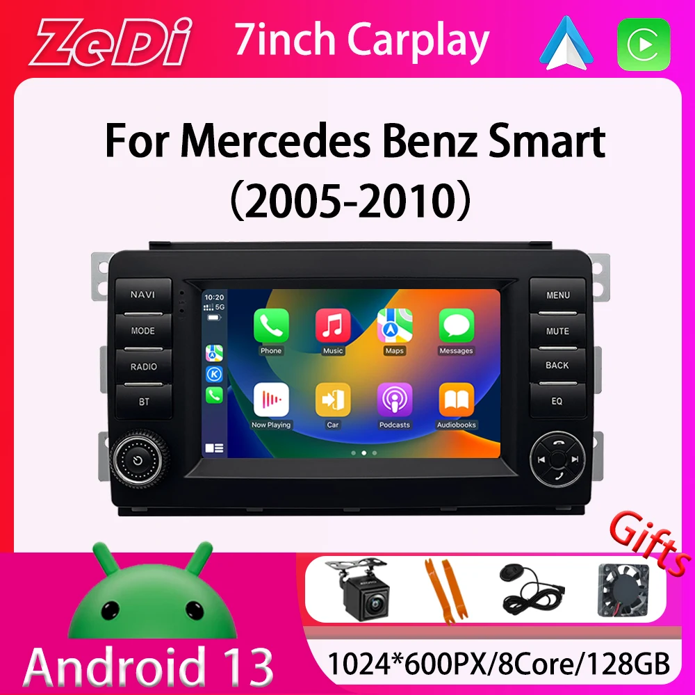 ZeDi 7-Zoll-Android 13 Auto-Intelligentes System Multimedia-Video-Player für Mercedes Benz Smart 2005–2010