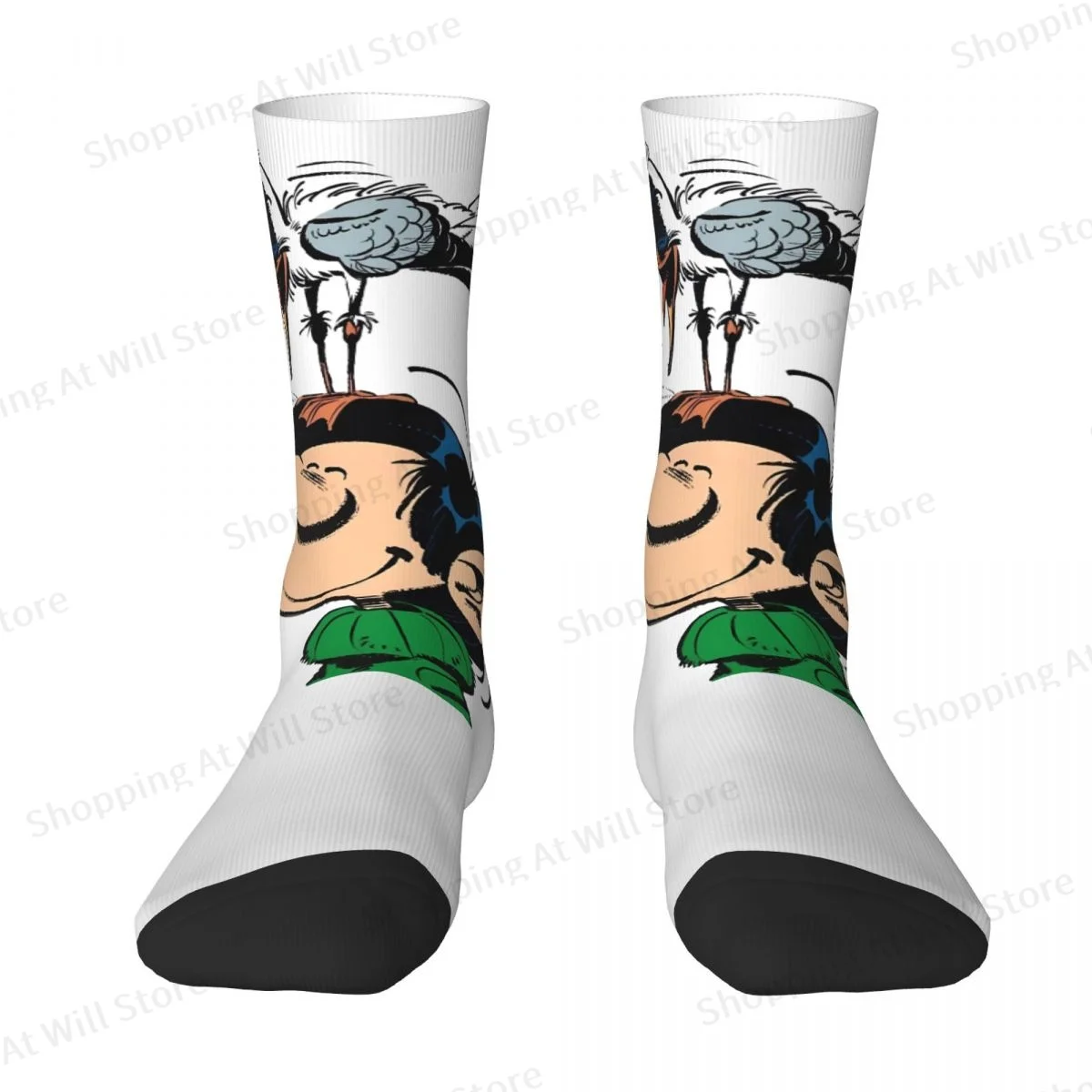 Gaston Lagaffe Anime Unisex Winter Socks Warm Happy Socks Street Style Crazy Sock