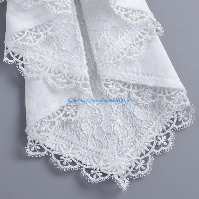 573B المستعمرة ذوي الياقات الزخرفية الأنيقة الدانتيل الدانتيل تصميم الطبقات Jabot فو فو فو