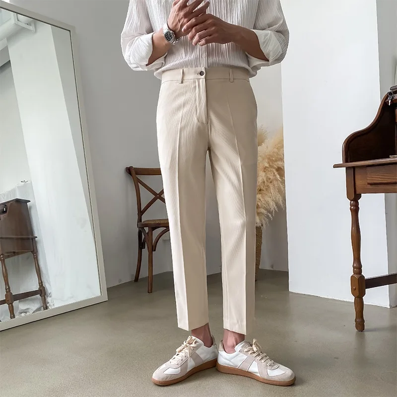 

Мужские повседневные брюки-чинос Slim Fit, легкие летние брюки для молодых мужчин, модные молодежные брюки длиной 7/8