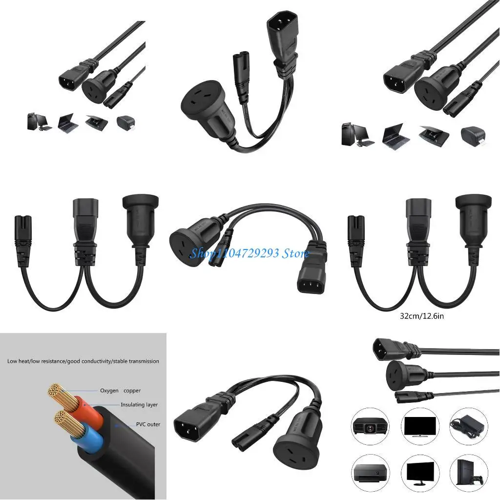 

Y2GD Power Adapter Cord With IEC320 C14 To C7 Connector And Australian 3 Hole Outlet 0.32m Multiple Use