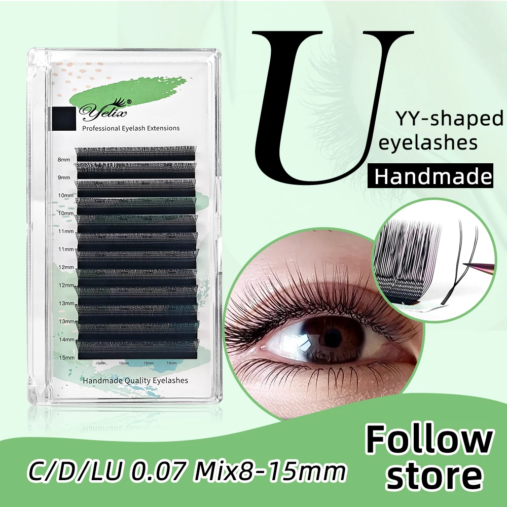 Yelix U-YY Lashes Eyelash Extension U-Shaped Premade Volume Fan Natural Soft Fluffy Faux Mink False Eyelashes Salon Lash Artist
