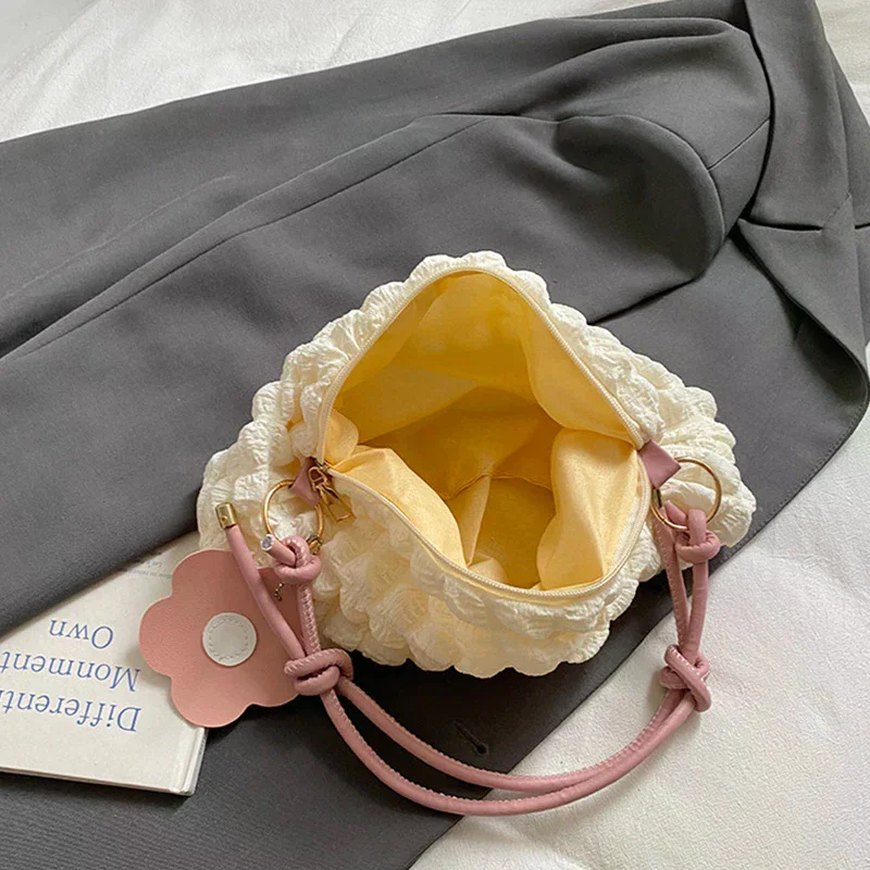Solid Color Pleated Armpit Bubble Bag Women's Casual Tote Bag 여성용 주름 숄더백 Сумка женская y2k Daily Commute Purse