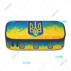 Korean Custom Ukrainian Flag Pencil Case for Boys Gilrs Coat Of Ukraine Large Storage Pen Box Bag School Supplies