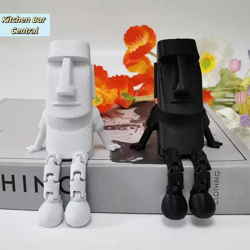 【3D Printed Moai Statue Easter Island Moai Ornament With Movable Joints Collectible Figurine Home Desk Decor Party Gift】