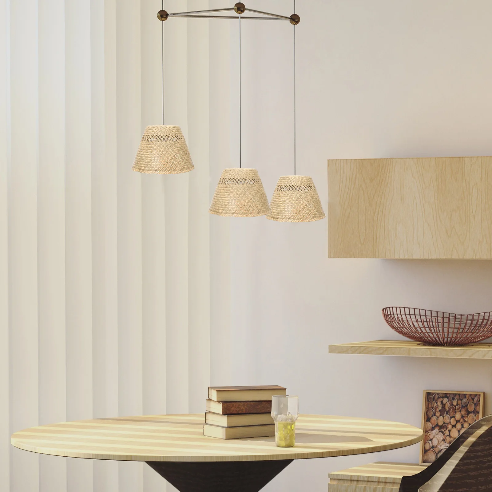 

Bamboo Woven Lampshade Rustic Ceiling Pendant Light Shade Foldable Chandelier Cover Decorative Lighting Home Lantern