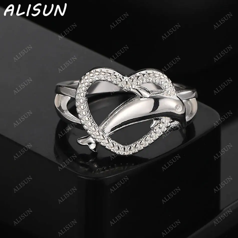 

ALISUN стерлингового серебра 925 пробы, размер 7-10, обручальное кольцо с дельфином Love для женщин, ювелирные изделия Grace, модные подарки на день рождения
