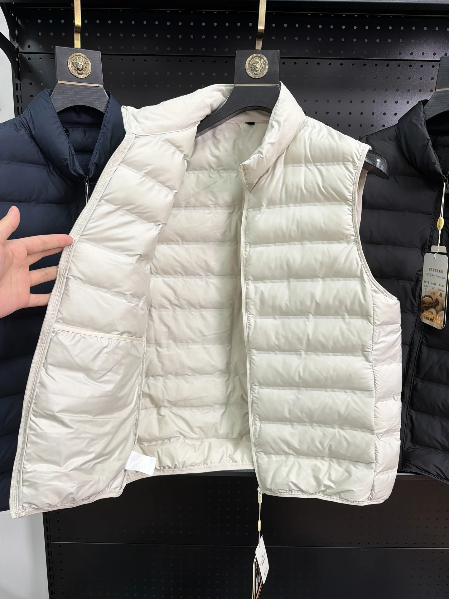 Men's Wool Fleece Vest Lock Temperature Heat Generation Autumn Winter Stand Collar Inner And Outer Wear Jacket Casual Style W...