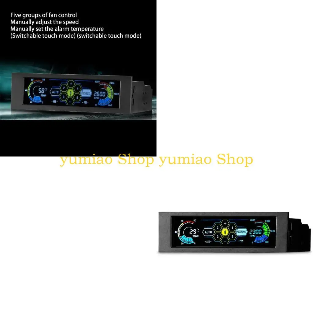 

587B Computer for Case 5 Fans Speed Controller CPU Temperature PC Cooling Fans Control Chassis Front Panel Large LED f
