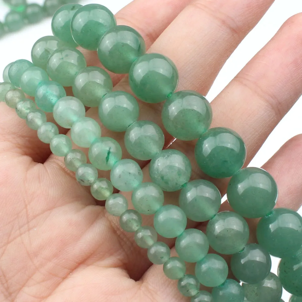 Natural Green Aventurine Jade Smooth Stone Beads for Jewelry Making DIY Bracelet Necklace Cultivate The Body And Mind 4-12mm